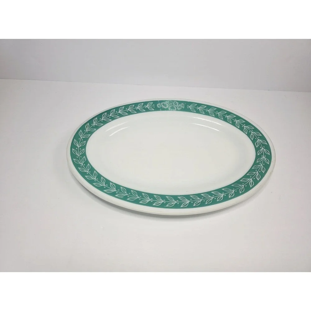 Vintage Pyrex Corning Fern Green -Green Laurel‎ Milk Glass Platter Made In USA